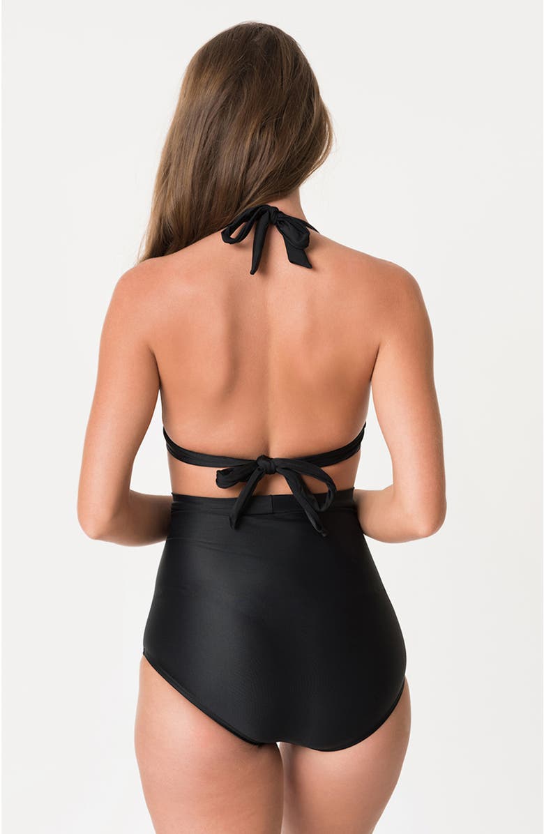 Unique Vintage Monroe High Waist Bikini Bottom, Alternate, color, Black