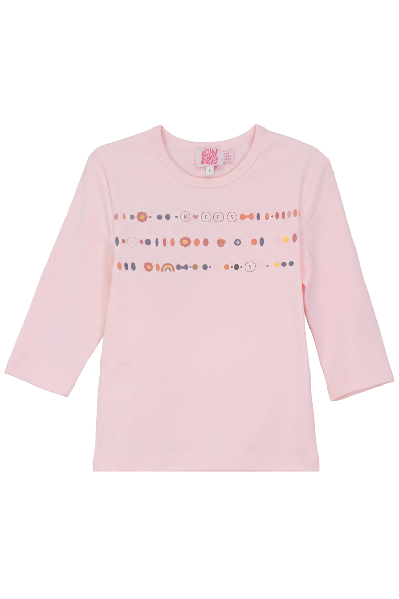 Bffs Necklace Ribbed Long Sleeve Top, Main, color, Pink