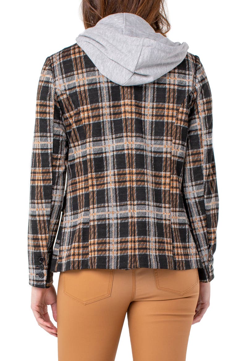 Boyfriend Blazer with Removable Hood, Alternate, color, GREY/ RUST/ BLACK
