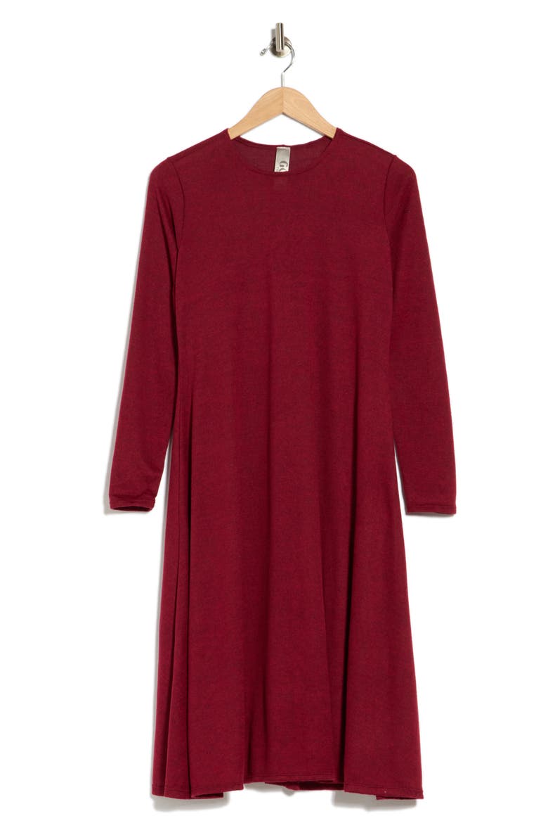 Long Sleeve Flare Swing Dress, Alternate, color, POPPY RED