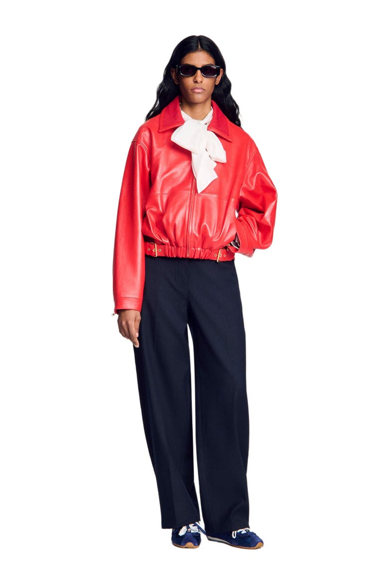 Leather jacket, Alternate, color, Red