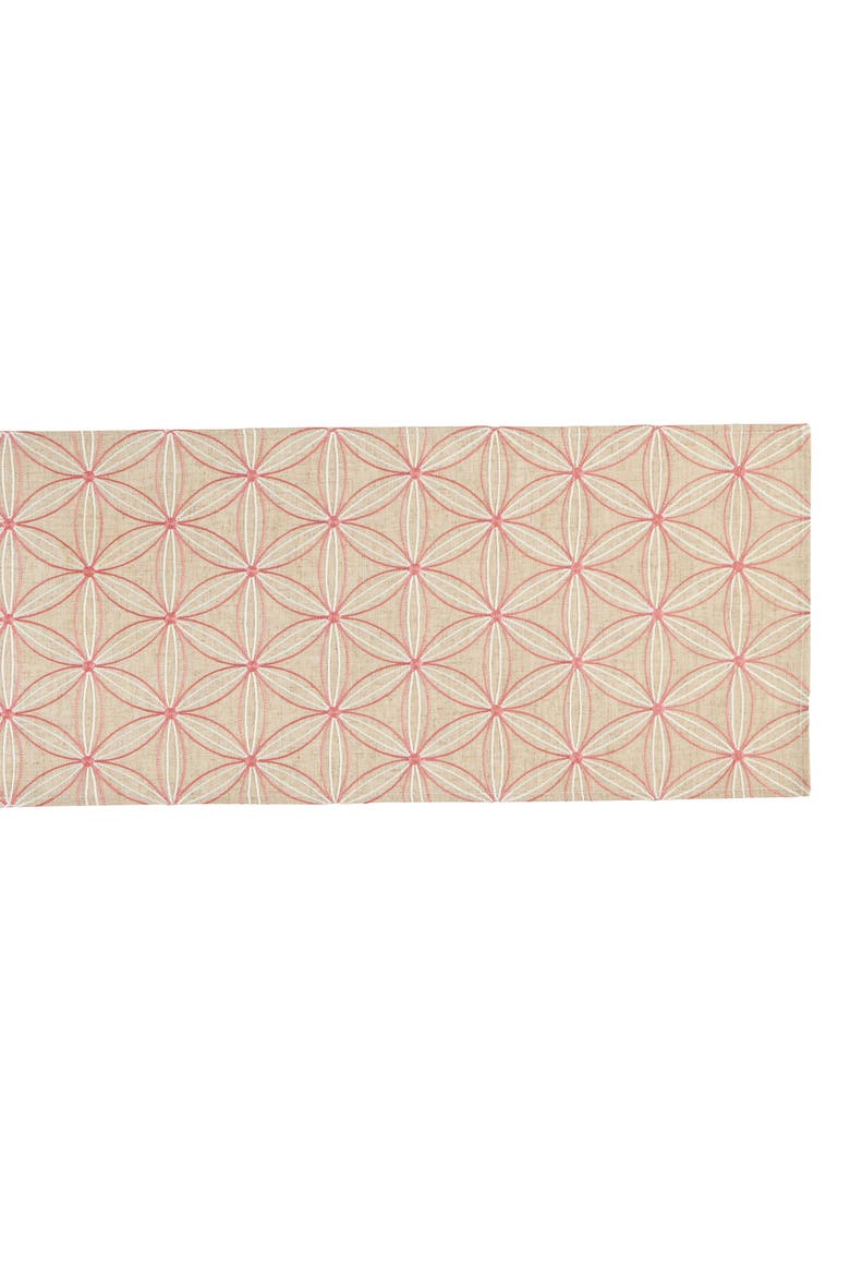 Natural Base Embroidered Flowers Table Runner, Alternate, color, Natural
