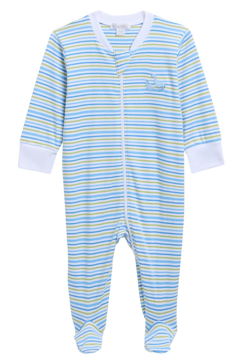 Embroidered Pima Cotton Footie, Main, color, BLUE MULTI