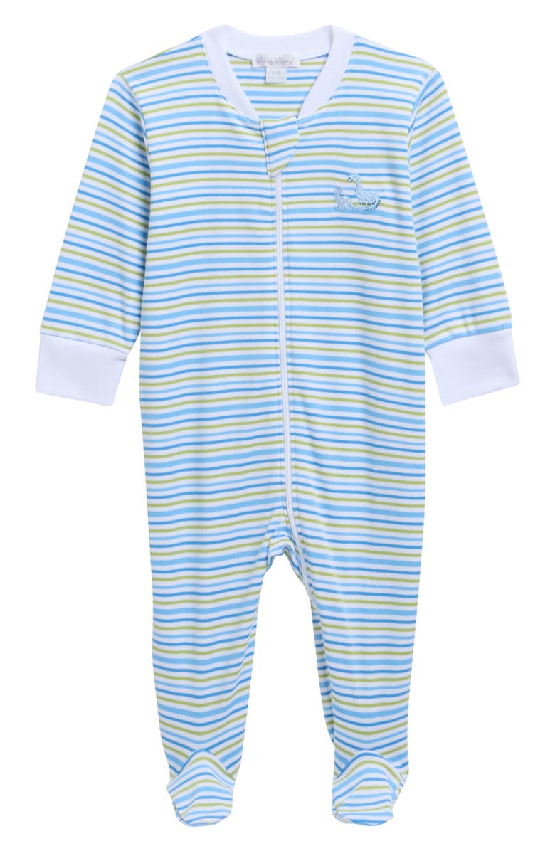 Kissy Kissy Embroidered Pima Cotton Footie, Main, color, Blue Multi