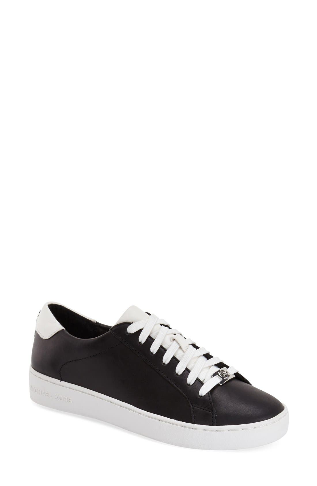 'The Jet Set 6 - Irving' Leather Sneaker, Main, color, BLACK/ OPTIC WHITE