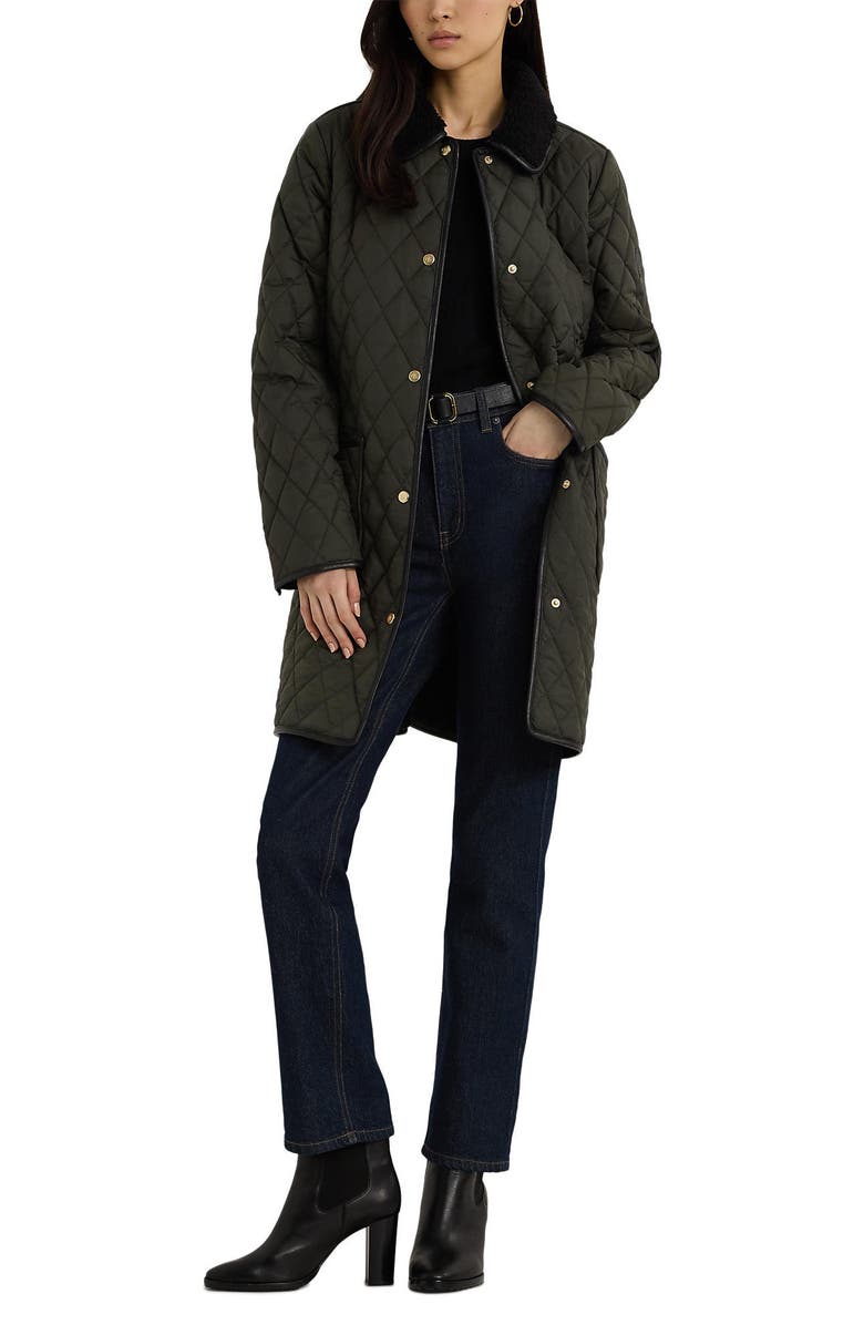 Lauren Ralph Lauren Diamond Pattern Quilted Coat, Alternate, color,