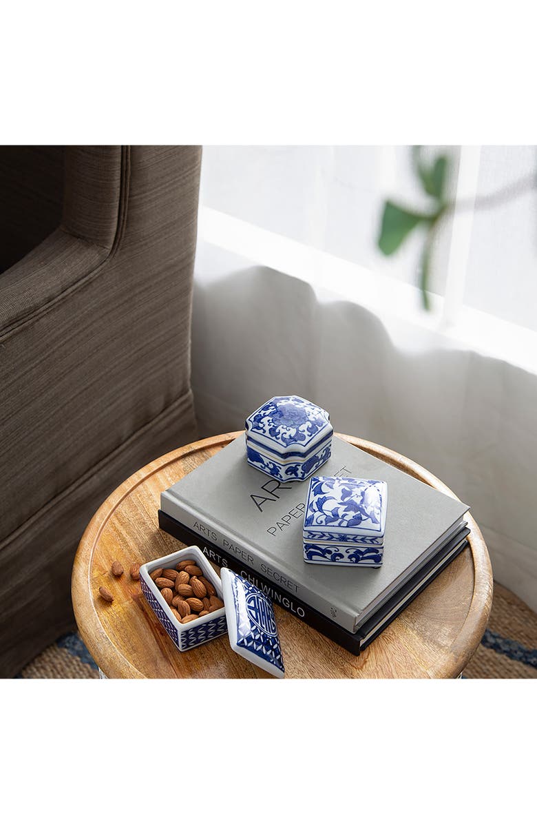 A & B Home Set of 3 Porcelain Boxes, Alternate, color, Blue