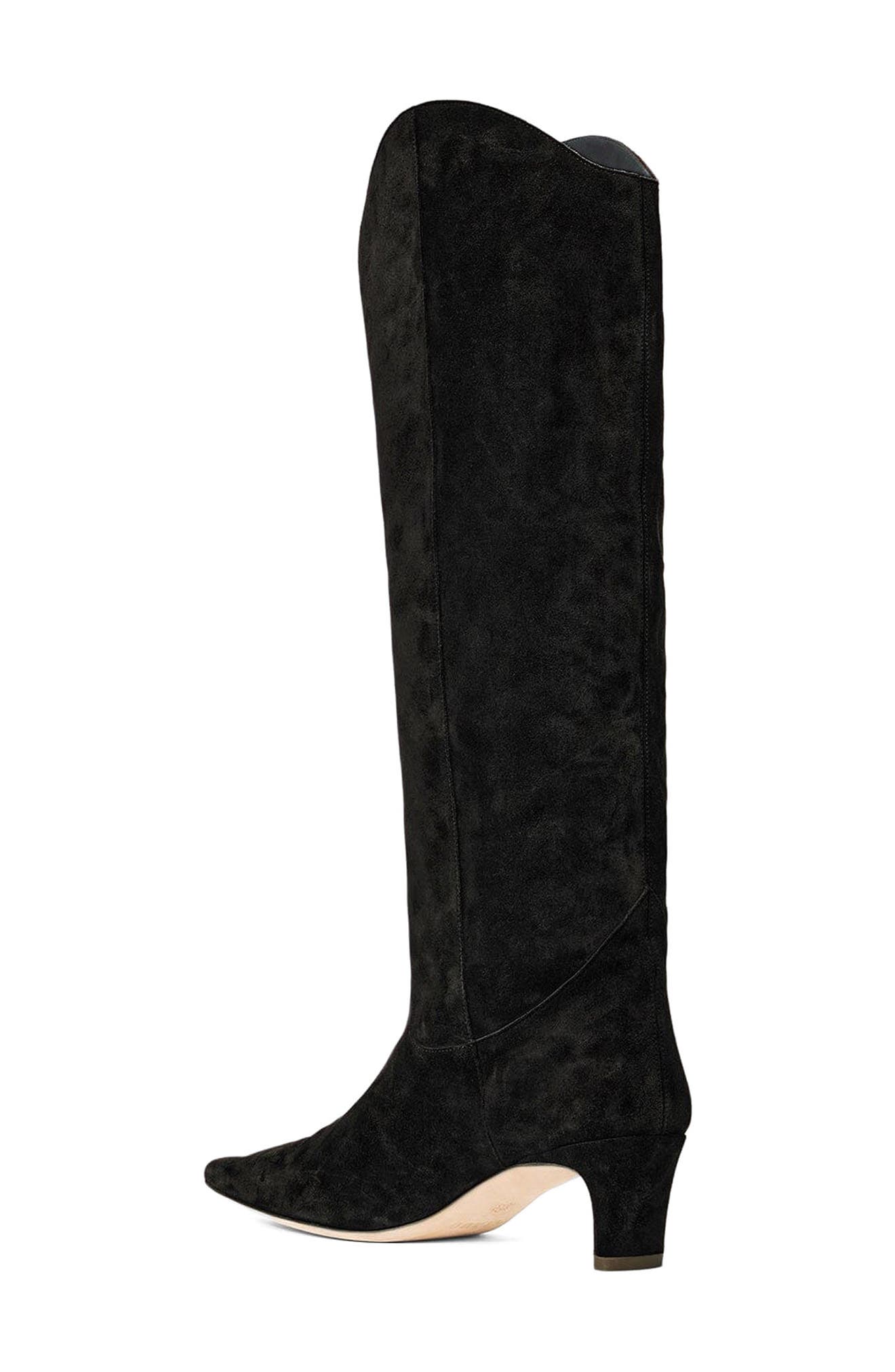 STAUD Wally Western Boot, Alternate, color, Black Suede