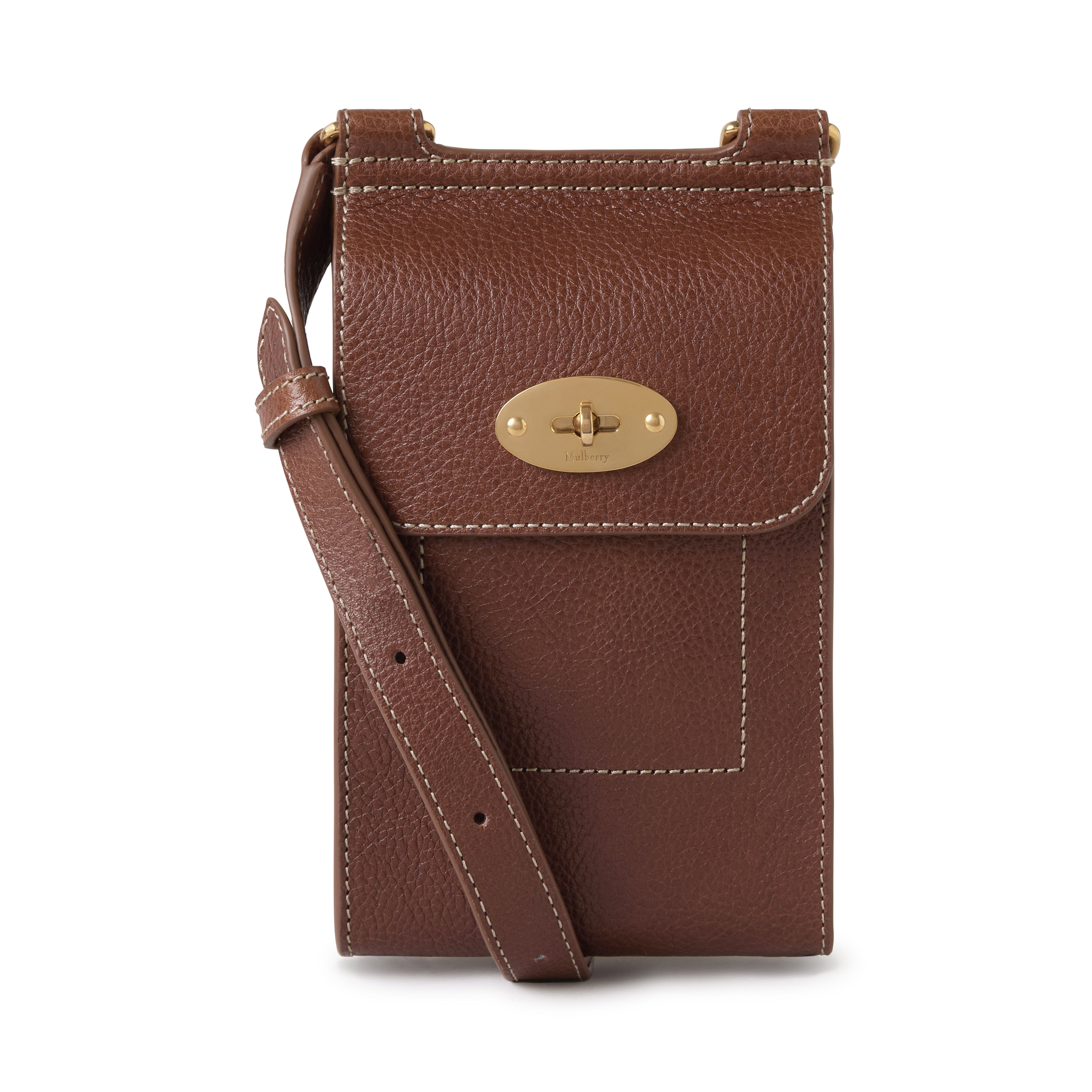 Mulberry Mini Antony Leather Pouch, Main, color, Oak