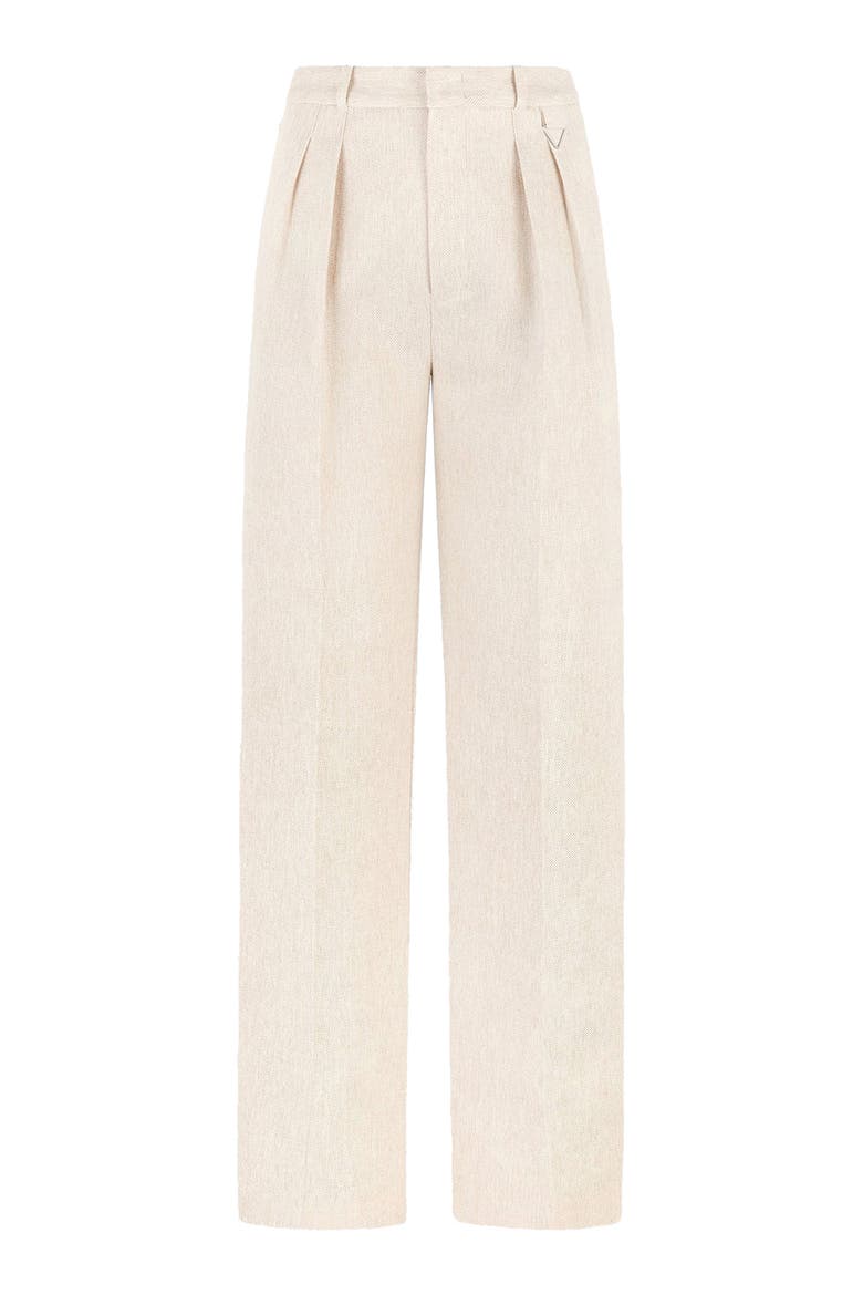 Julie Linen Twin Pleat Trousers, Alternate, color, Natural
