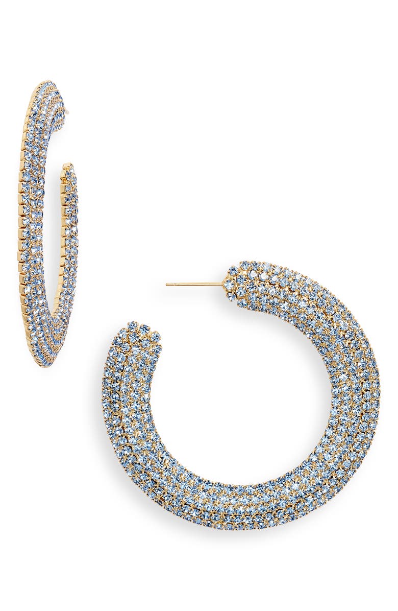 Cult Gaia Mira Crystal Hoop Earrings, Main, color, 