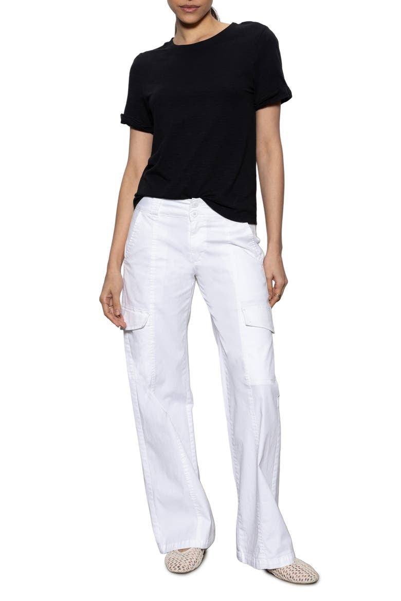Perfect Roll Sleeve Cotton T-Shirt, Alternate, color, BLACK