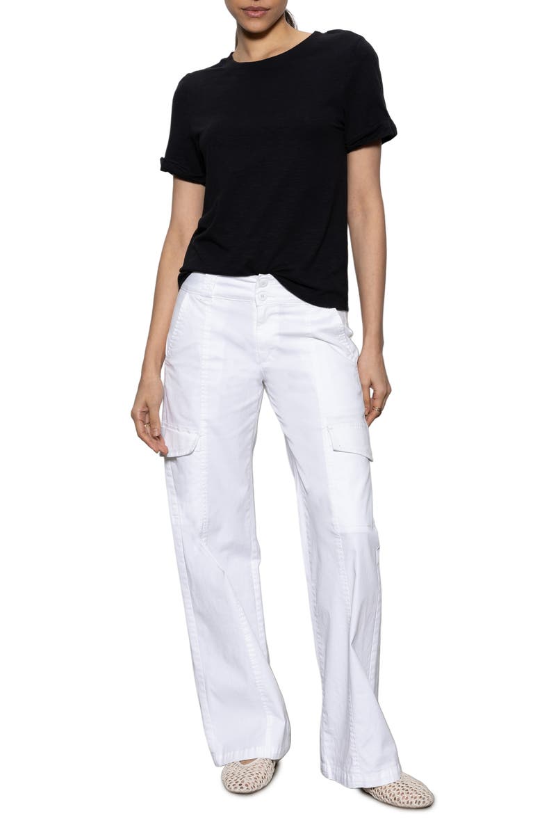 Sanctuary Perfect Roll Sleeve Cotton T-Shirt, Alternate, color, Black