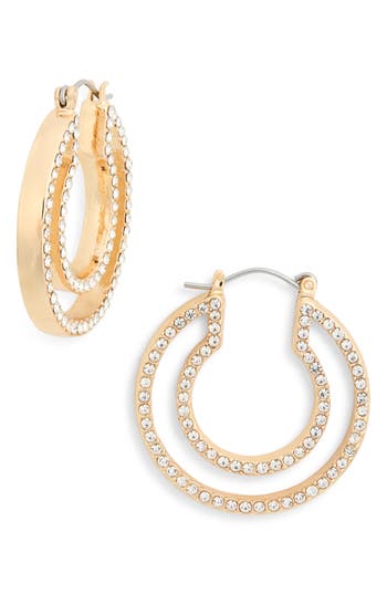 Vince Camuto Cubic Zirconia Pavé Edge Hoop Earrings In Goldtone