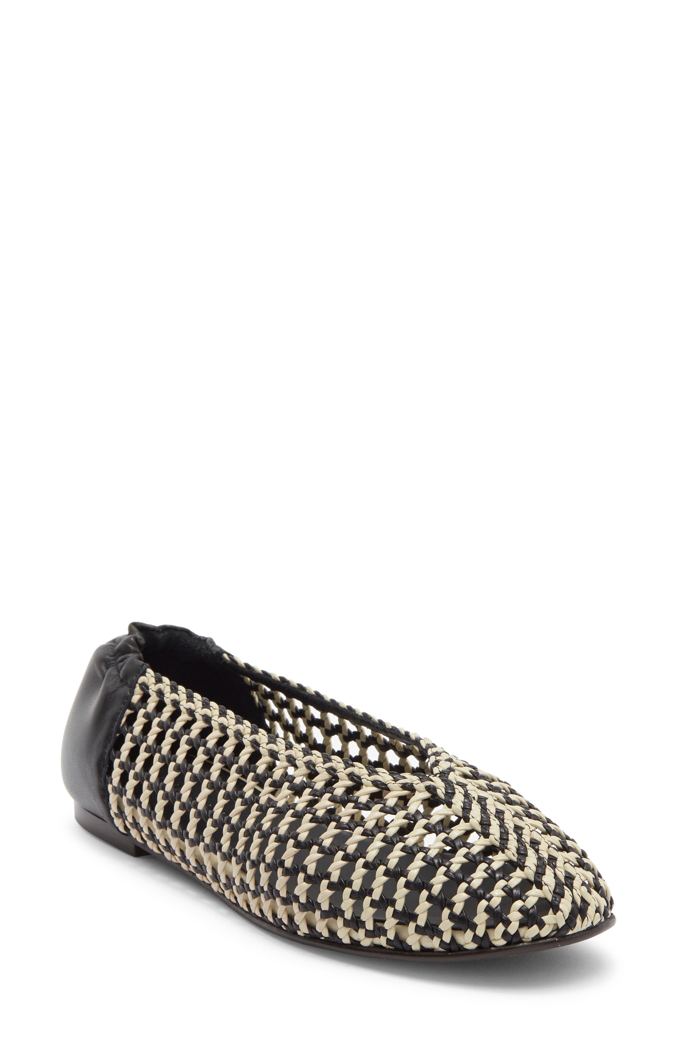 Freda Salvador Woven Ballet Flat, Main, color, Black Vanilla Woven Calf