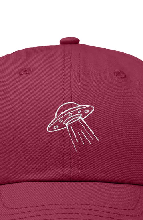 Dalix Ufo Embroidered Adjustable Dad Cap In Maroon