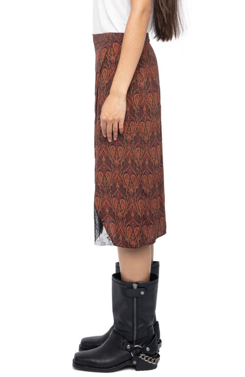 Zadig & Voltaire Julien Soft Paisley Pencil Skirt In Brown