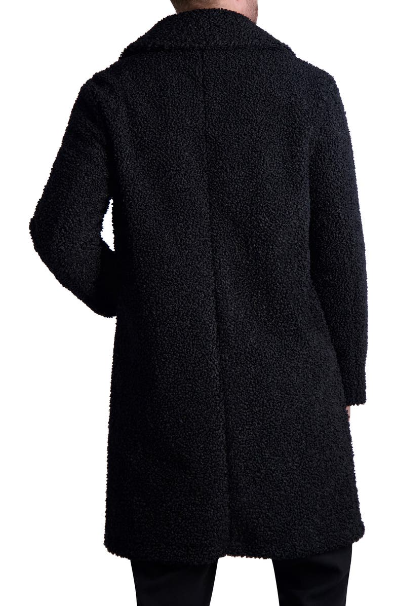 KARL LAGERFELD PARIS Fleece Longline Coat, Alternate, color, Black