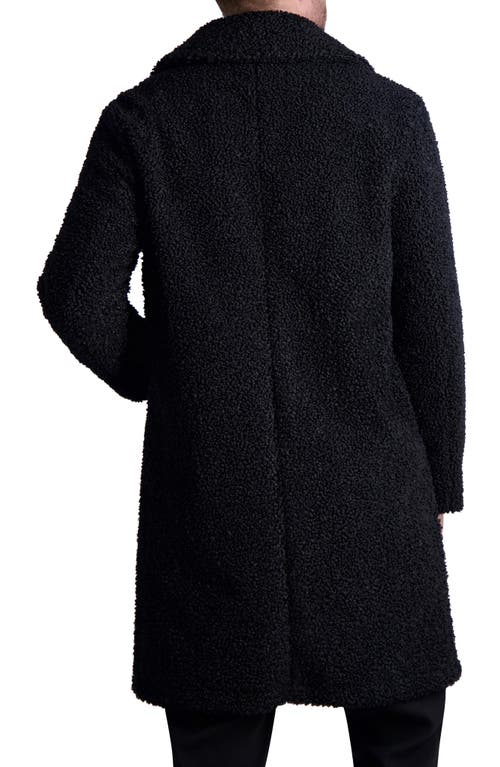 Karl Lagerfeld Wool Blend Double Breasted Topcoat In Black