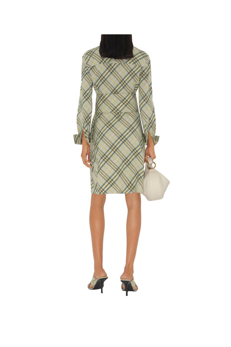 Check Stretch Linen Shirt Dress, Alternate, color, Breeze