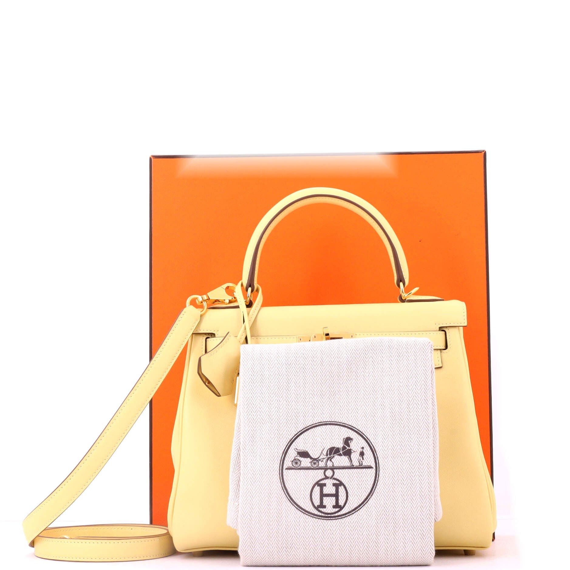 Pre-Owned Hermes Kelly Handbag Yellow Swift with Gold Hardware 25, Alternate, color, Jaune Poussin