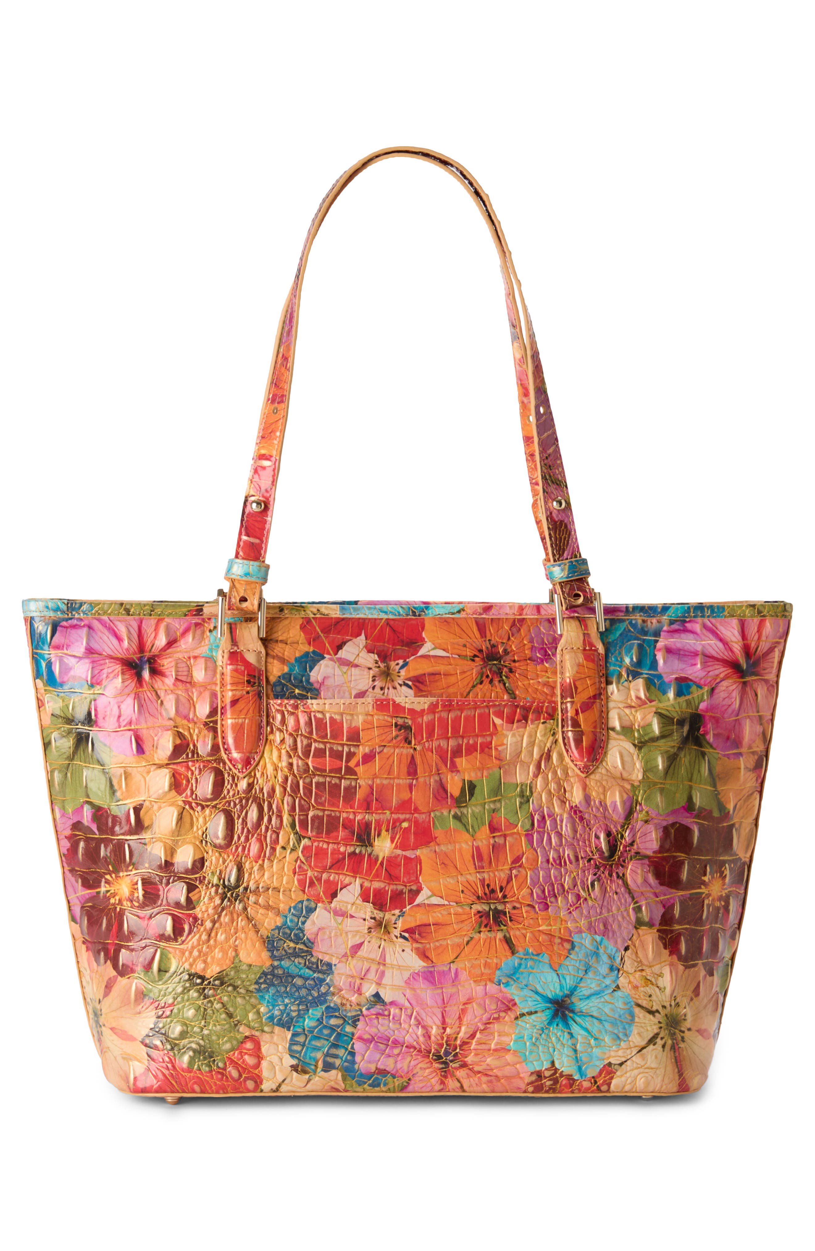 Medium Asher Croc Embossed Leather Tote, Alternate, color, FLORITA
