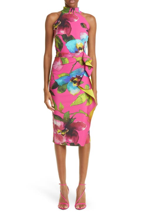 Amenadiel Watercolor Floral Midi Dress