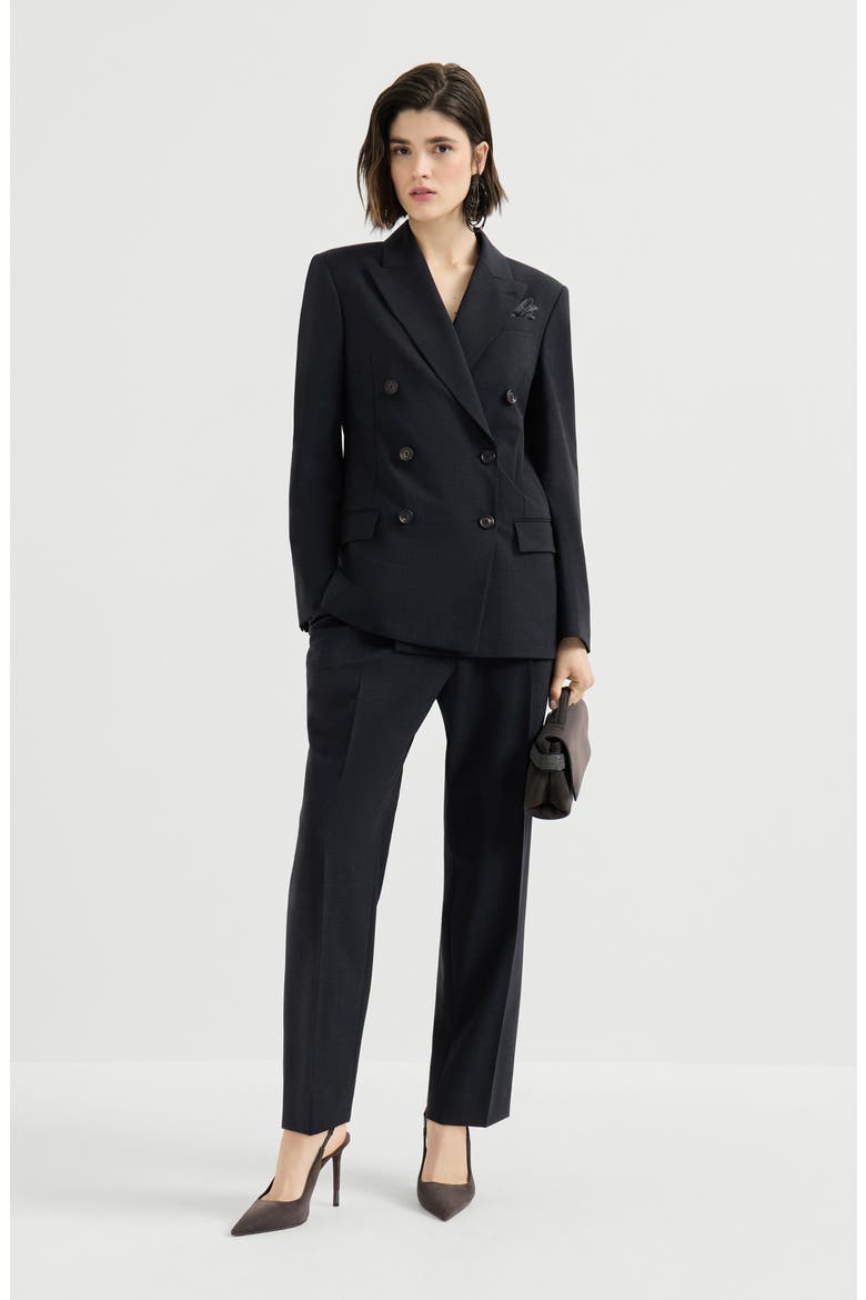 Tropical luxury wool blazer with monili, Alternate, color, Lignite