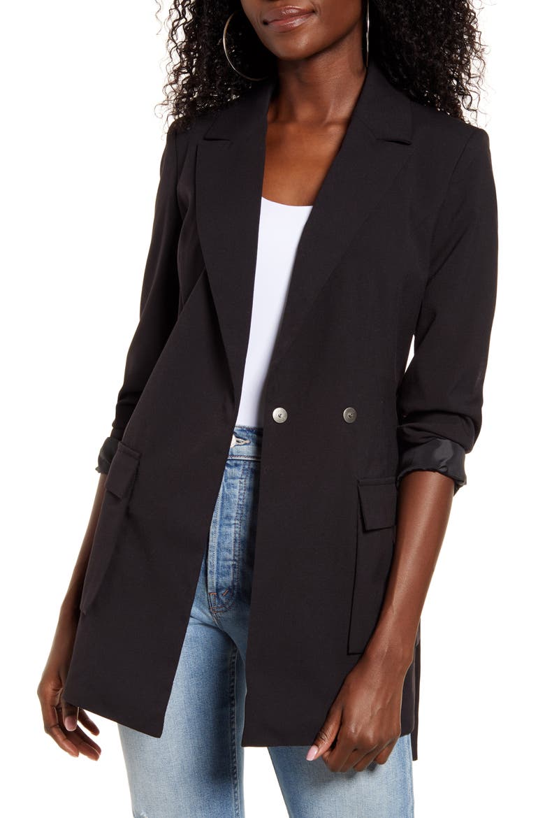 Sally Belted Blazer, Main, color, BLACK
