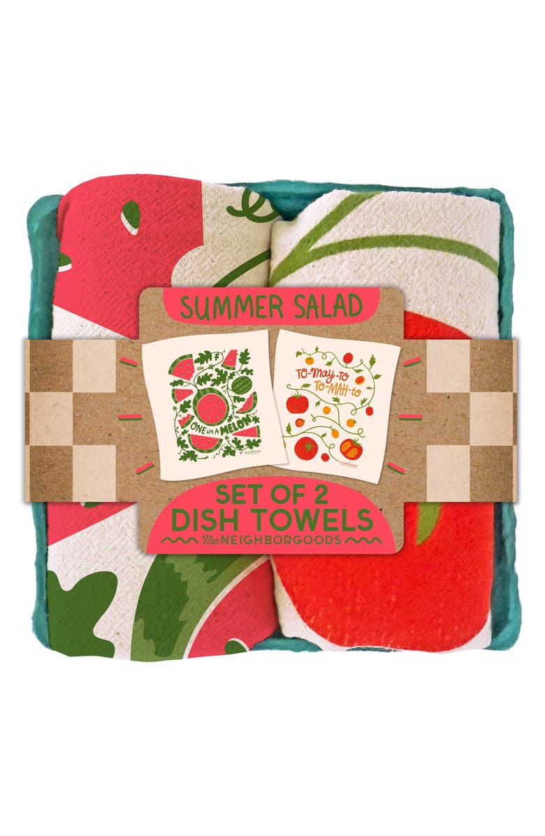 The Neighborgoods Set of 2 Tomato & Watermelon Dish Towels, Main, color, 