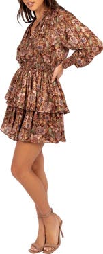 Petal & Pup Alby Floral Long Sleeve Tiered Minidress