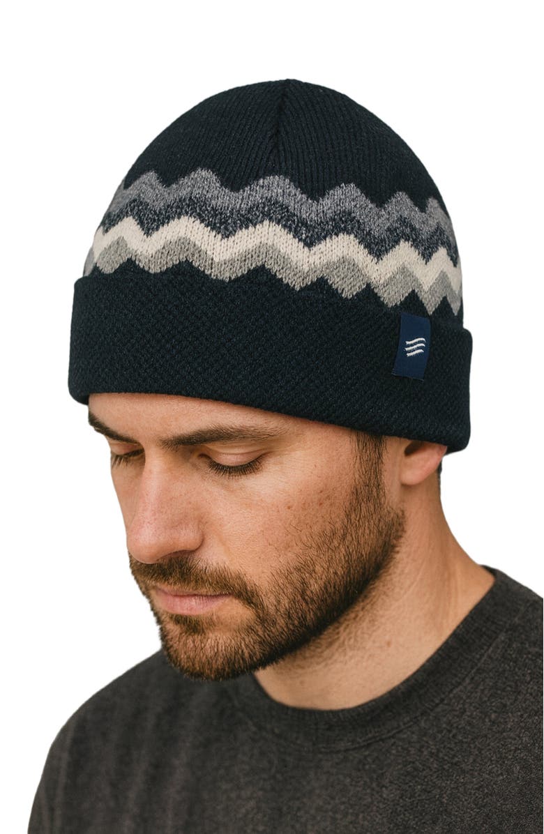 United By Blue The Merino Wool Mountain Scape Knit Beanie, Alternate, color, Black