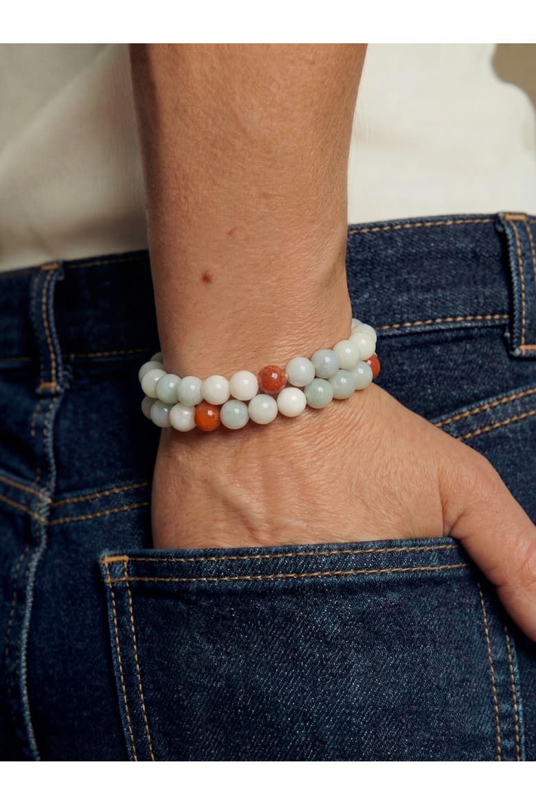 Pea Beaded jade bracelet, Alternate, color, Off white
