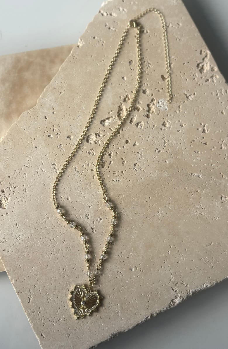 Adornia Cubic Zirconia Heart Pendant Necklace, Alternate, color, Gold