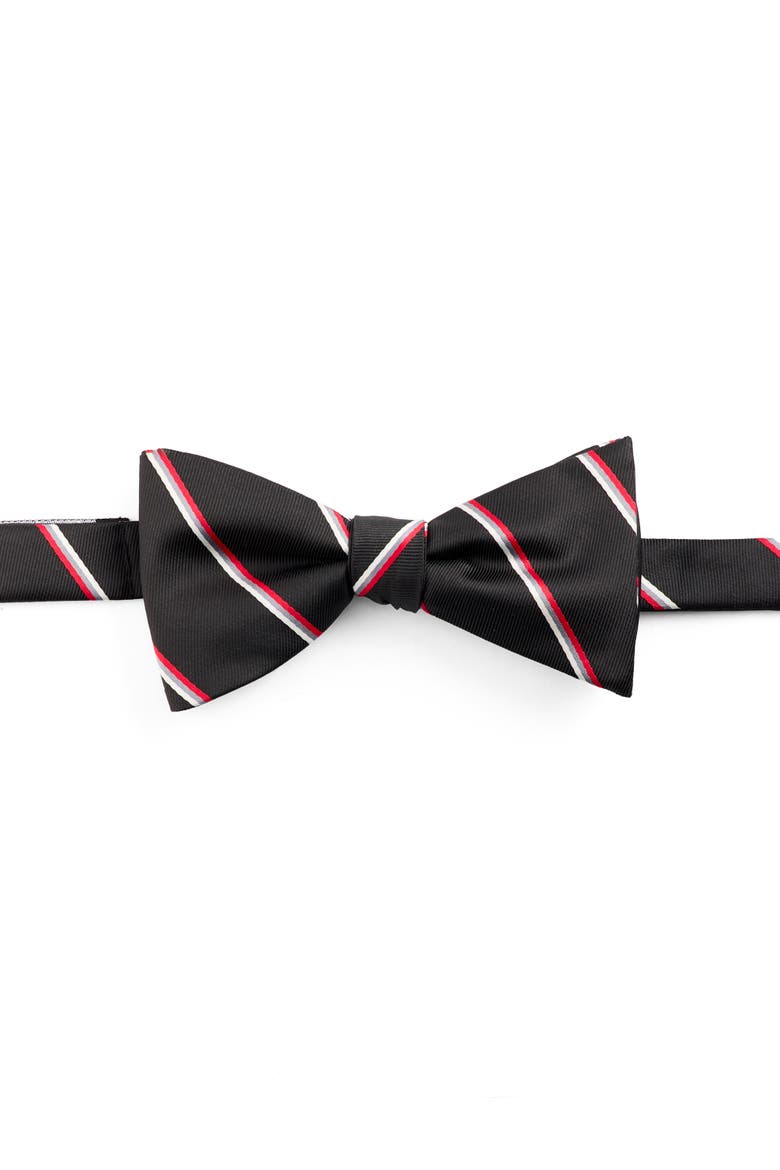 Big & Tall Traditional Striped Bow Tie, Main, color, BLACK