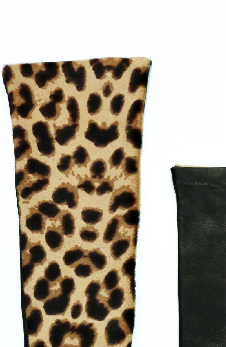 Portolano Leather gloves with haircalf top, Alternate, color, Animal/Black