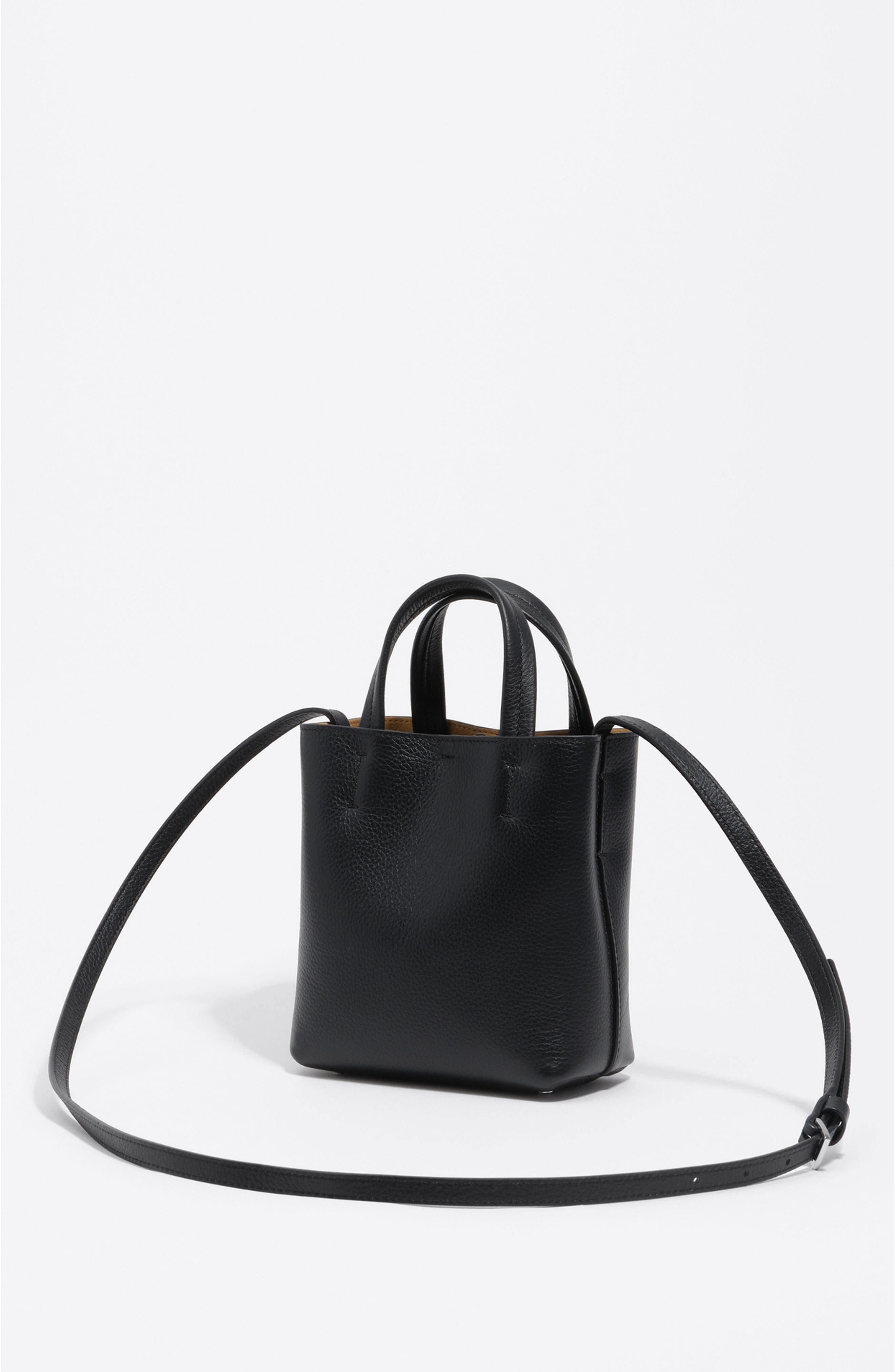 Bimba y Lola Mini Leather Chihuahua Bag, Alternate, color, Black