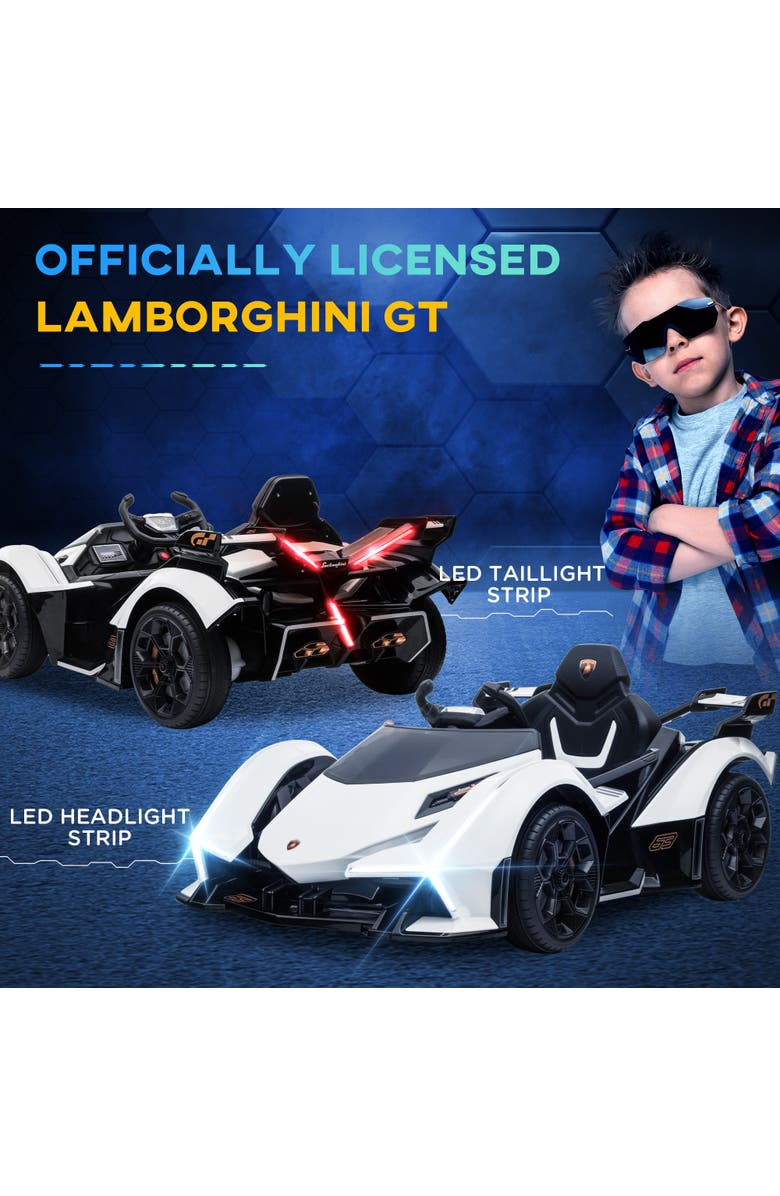 Aosom 12V Kids Electric Sports Car with Parent Remote, Bluetooth, Horn, Music, LED, Alternate, color, White