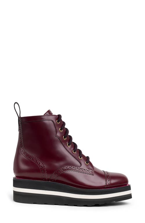 The Office Of Angela Scott Ms. Chicago Cap Toe Platform Wedge Bootie In Burgundy