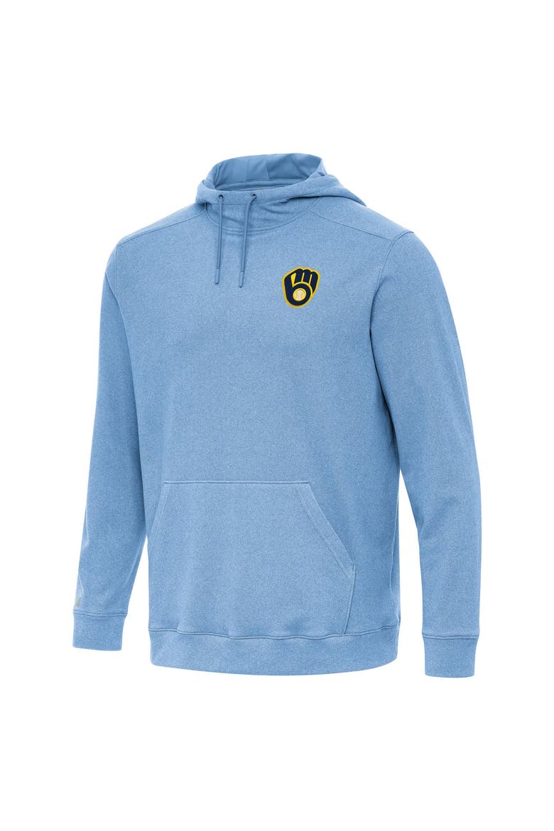Men's Antigua  Heather Powder Blue Milwaukee Brewers Cloud Pullover Hoodie, Alternate, color, Heather Powder Blue