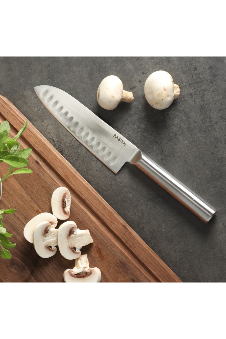 High Carbon German Steel Santoku Knife with Full Tang Blade, Alternate, color, Silver