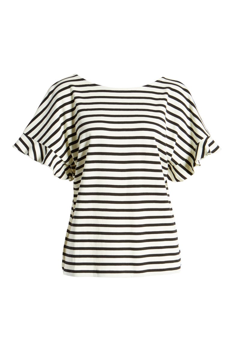 Back Bow Stripe Tee, Alternate, color, BLACK JERSEY STRIPE