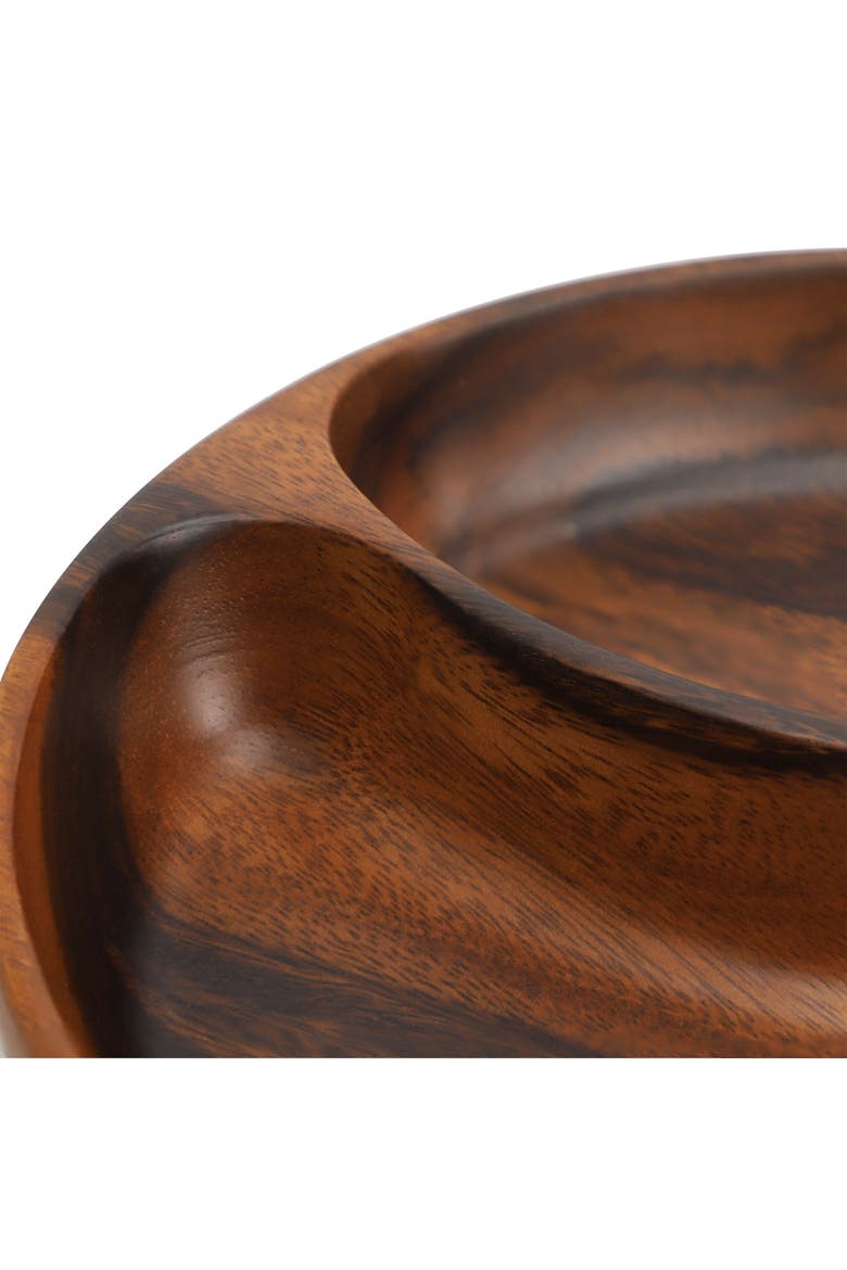 10 Inch Acacia Wood Divided Serving Bowl, Alternate, color, Dark Brown