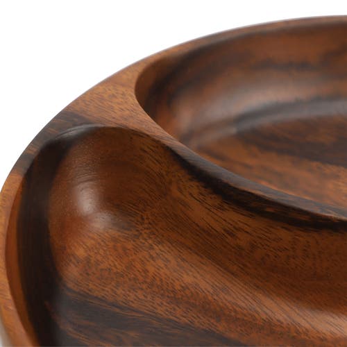 Megachef 10 Inch Acacia Wood Divided Serving Bowl In Dark Brown In Brown