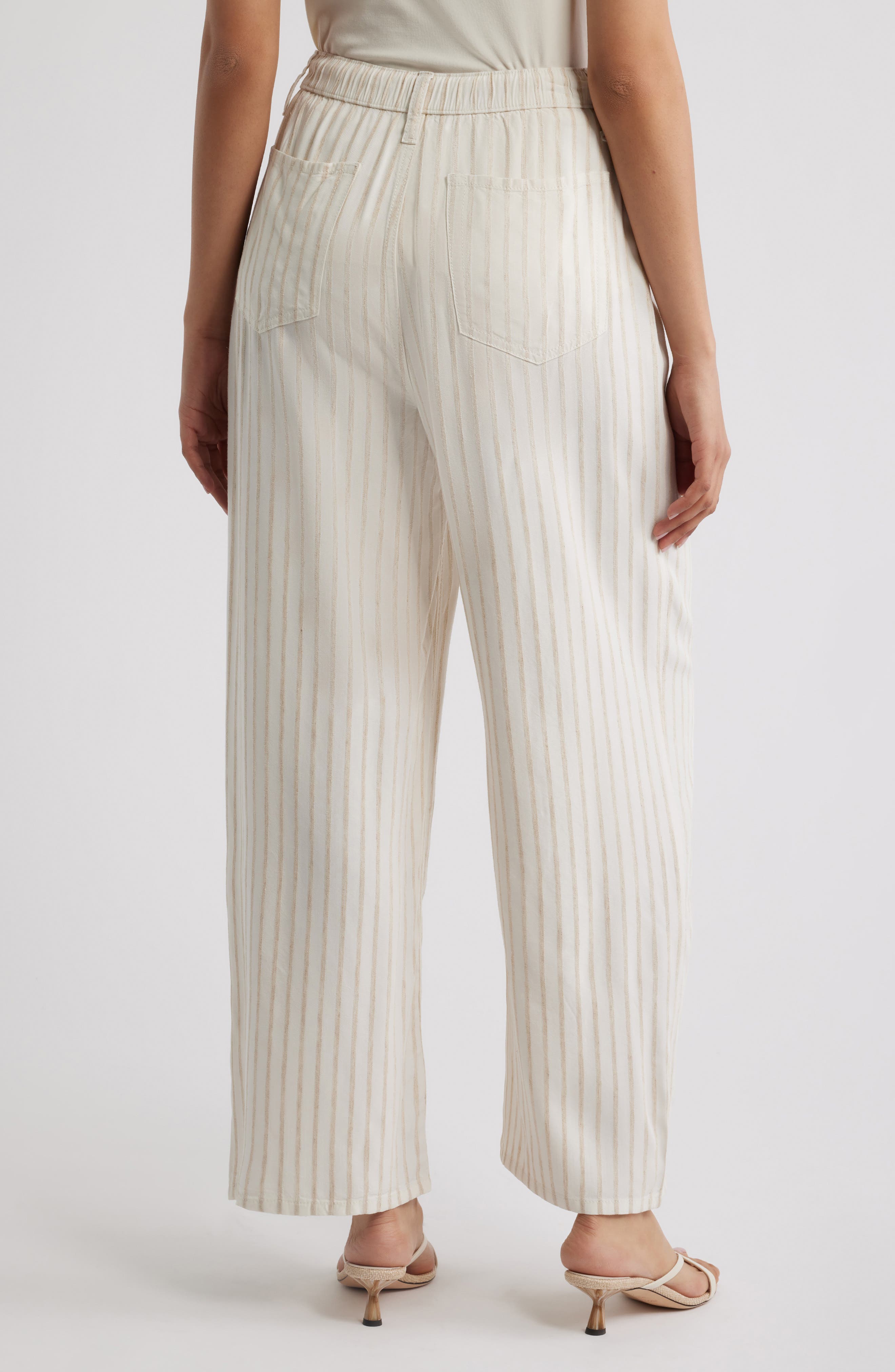 Stripe Drawstring High Waist Wide Leg Jeans - image 2
