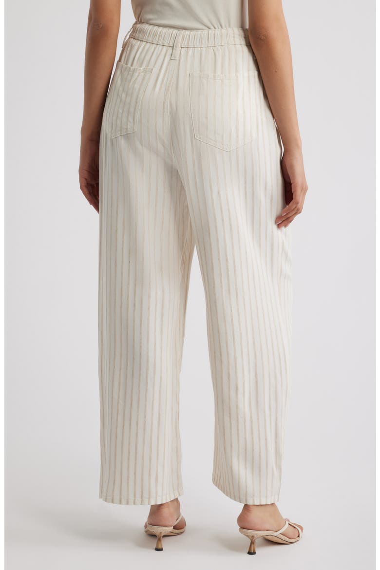 Stripe Drawstring High Waist Wide Leg Jeans, Alternate, color, CREAM