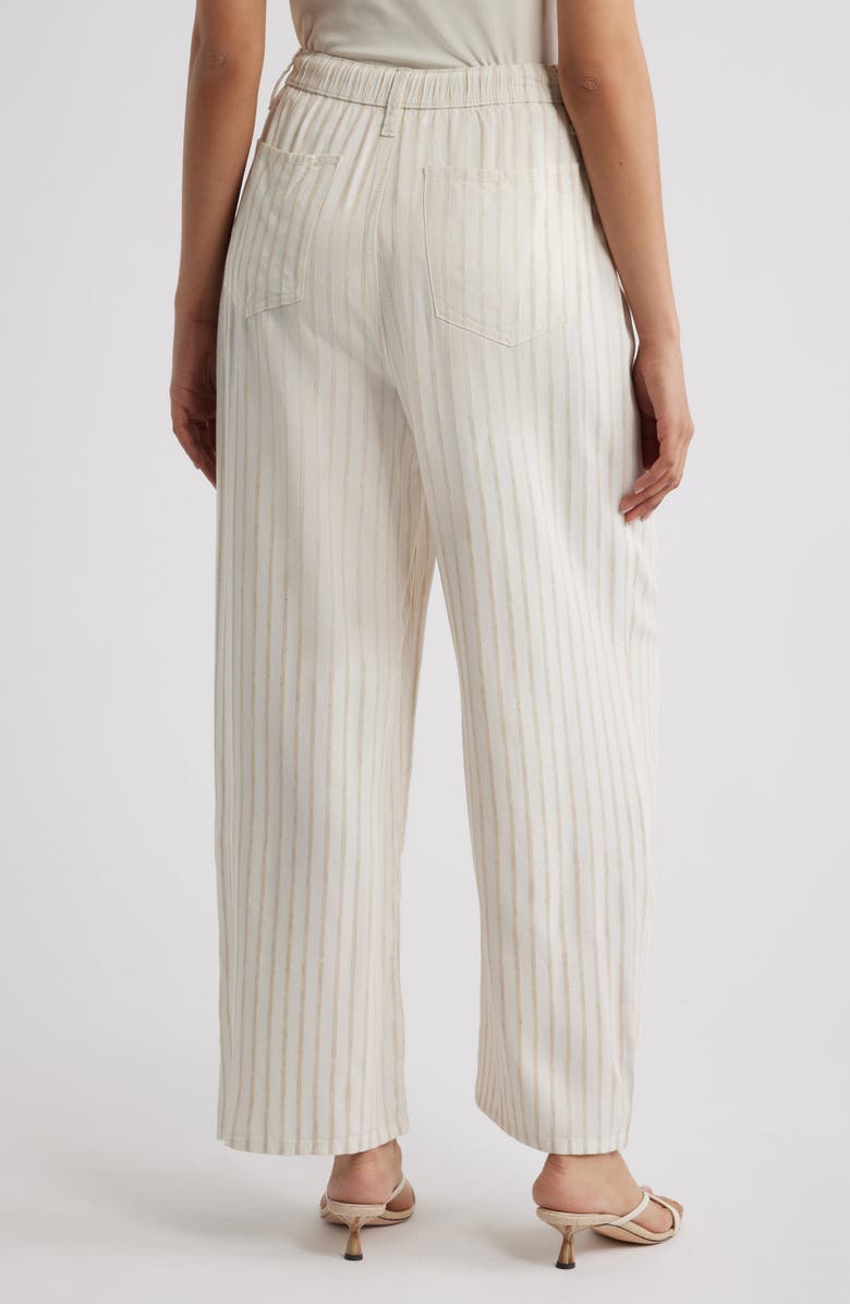CITY BLUES Stripe Drawstring High Waist Wide Leg Jeans, Alternate, color, Cream