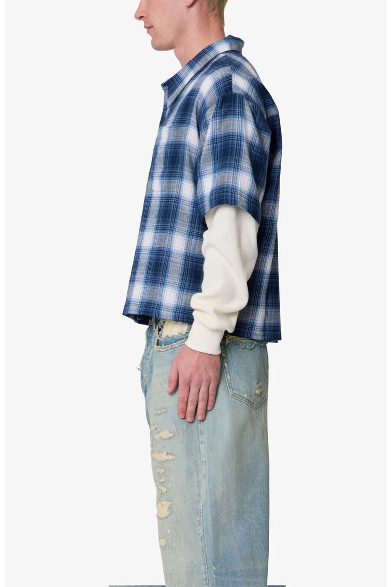 Layered Thermal Button-Up Flannel Shirt, Alternate, color, BLUE