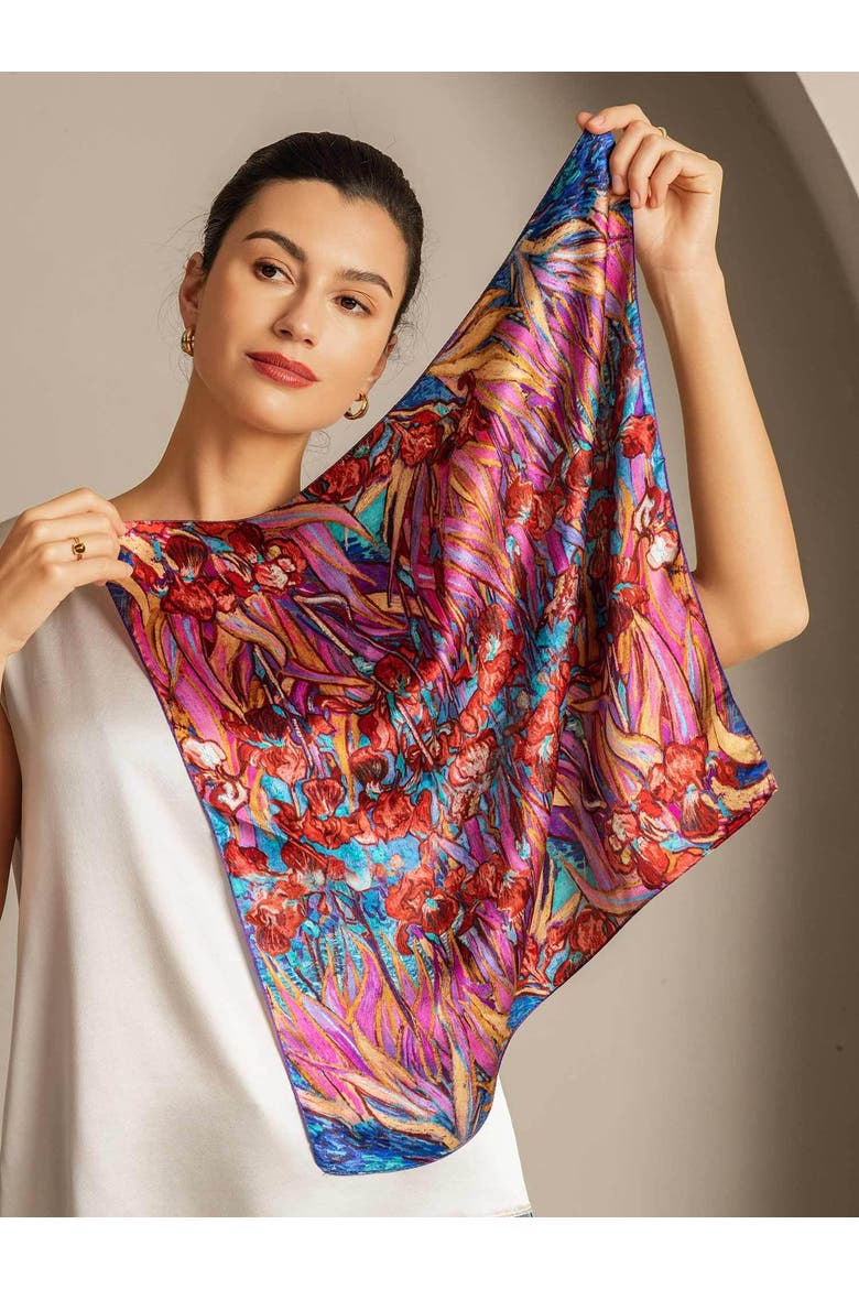 Pure Silk Abstract Square Scarf, Alternate, color, Multi