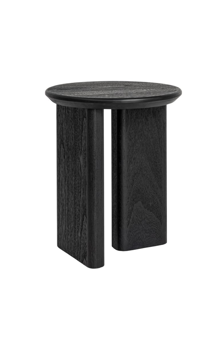 Storied Home Asymmetrical Firwood Round End Table, Black, Main, color, Black
